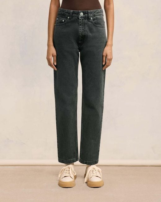 AMI Gray Logo Patch Jeans