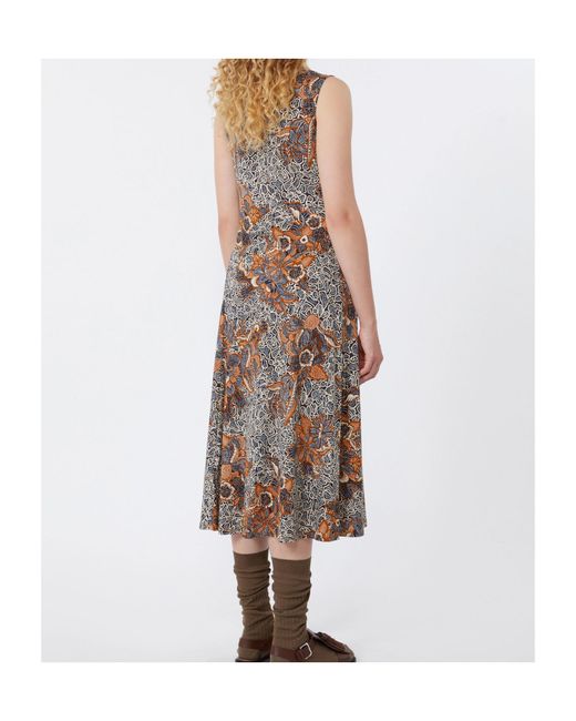 Weekend by Maxmara Brown Cotton Clash Print Midi Dress