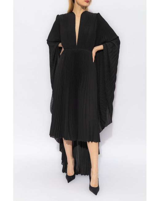 Balenciaga Black Pleated Maxi Dress