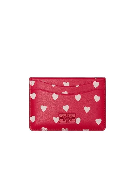 Ganni Red Bou Card Holder With Dots