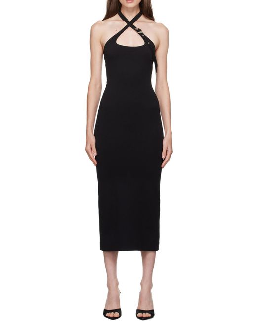 The Attico Black Rayon Blend Midi Dress