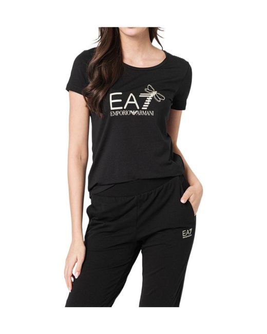 EA7 Black Round Collar Logo T-Shirt