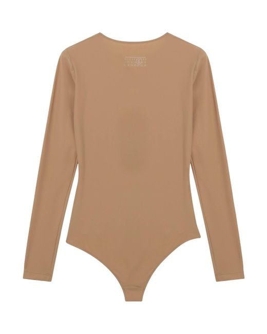 MM6 by Maison Margiela Natural Long-Sleeve Bodysuit