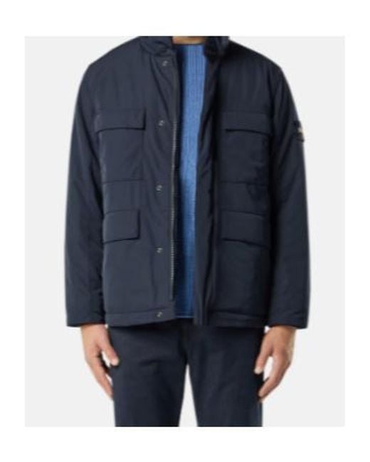 Stone Island Blue Hooded Jacket With Drawstring And Snap Closure For for men