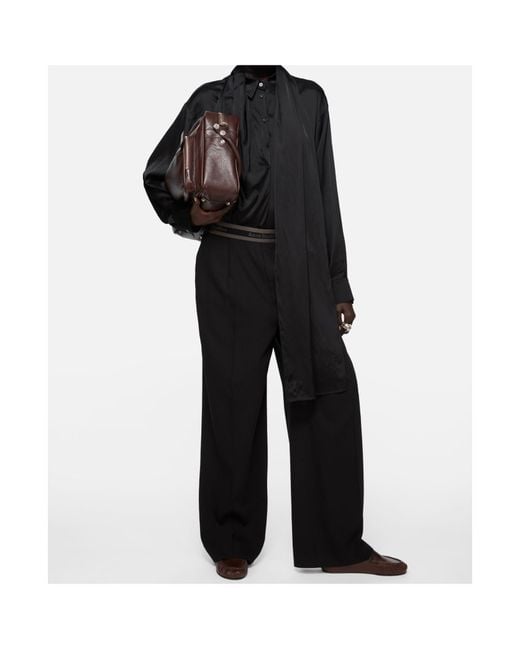 Acne Black Layered Satin Blouse