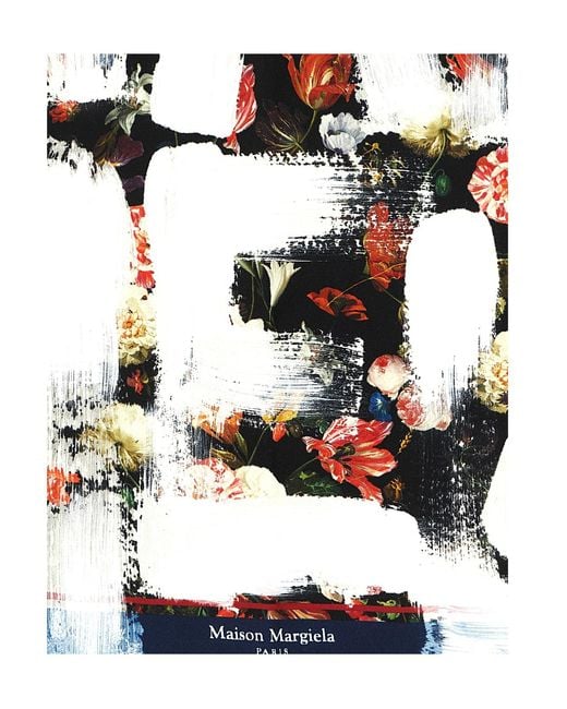 Maison Margiela Blue Floral-Print Silk Scarf