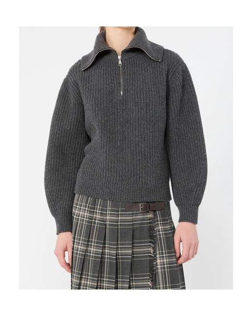 Weekend by Maxmara Gray Wool Zipper Turtleneck Sweater
