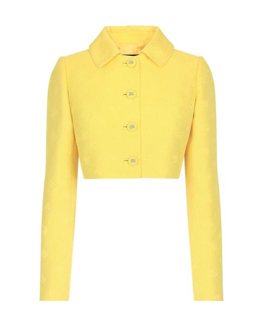 Dolce & Gabbana Yellow Dg Logo Quilted Jacquard Jacket
