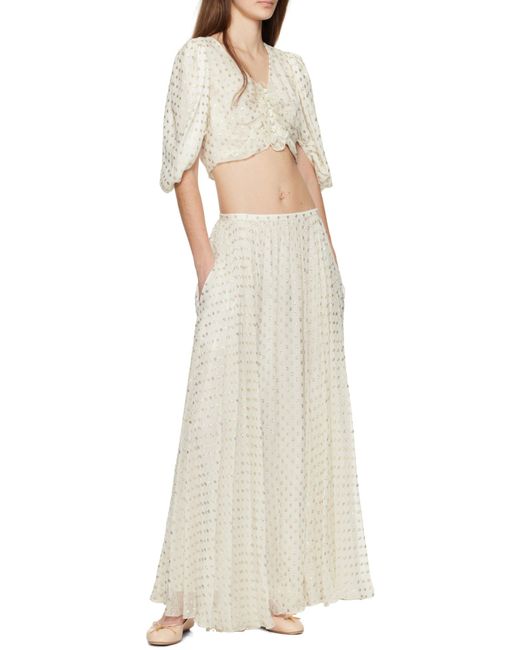 Chloé Natural Chloé Ruched Jacquard Cropped Top