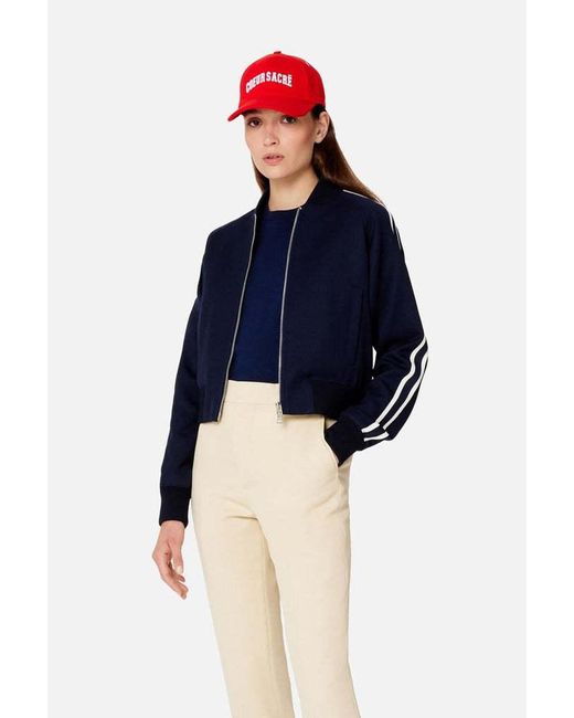 AMI Blue Stripe-Trim Track Jacket