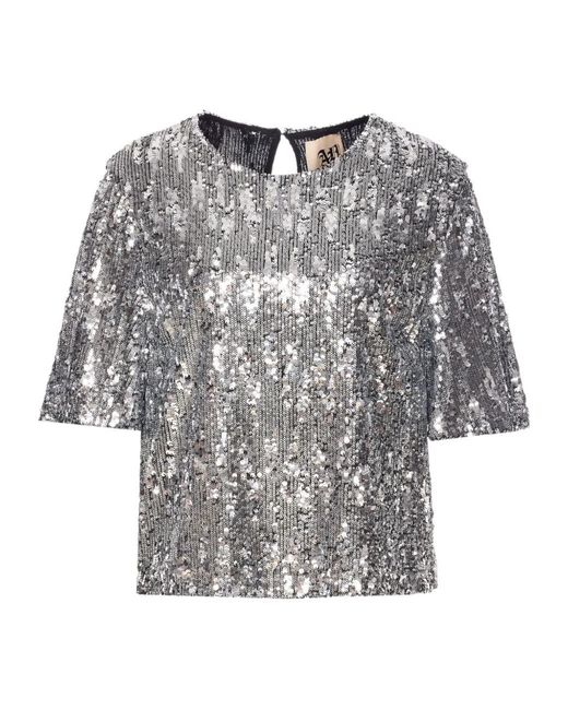 Aniye By Gray Sequin-Embellished Short-Sleeve Top