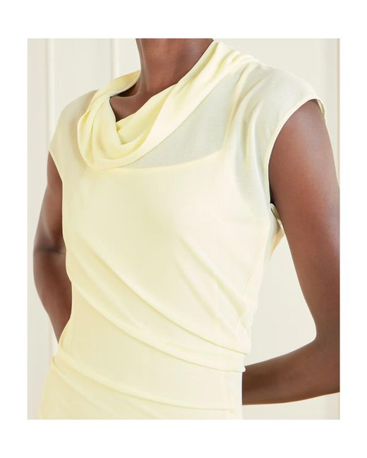 Proenza Schouler Yellow Tamara Asymmetric Draped Crepe-Jersey Maxi Dress