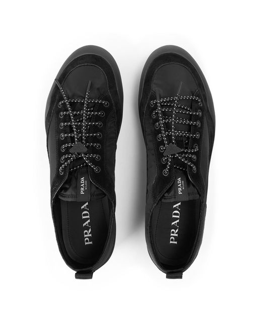 Prada Black Solid Color Low Top Trainers for men