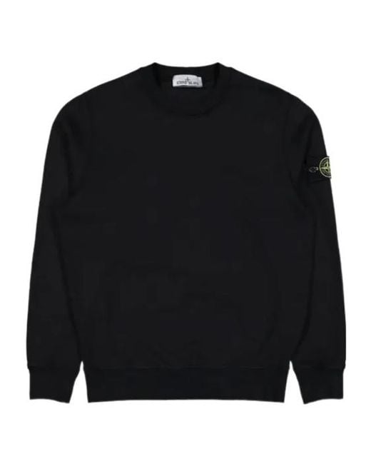Stone Island Black Logo-Badge Organic Cotton Sweatshirt for men