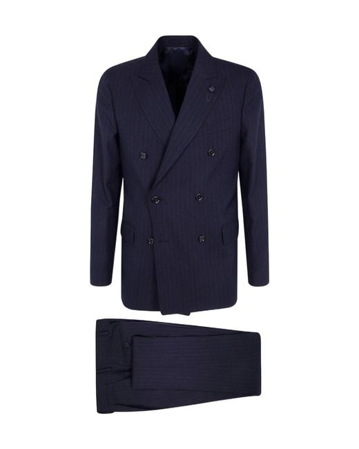Lardini Blue Double Breasted Tailored Suit for men