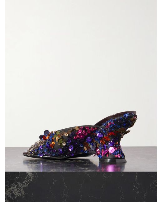 Dries Van Noten Brown Embellished Open-Toe Sandals