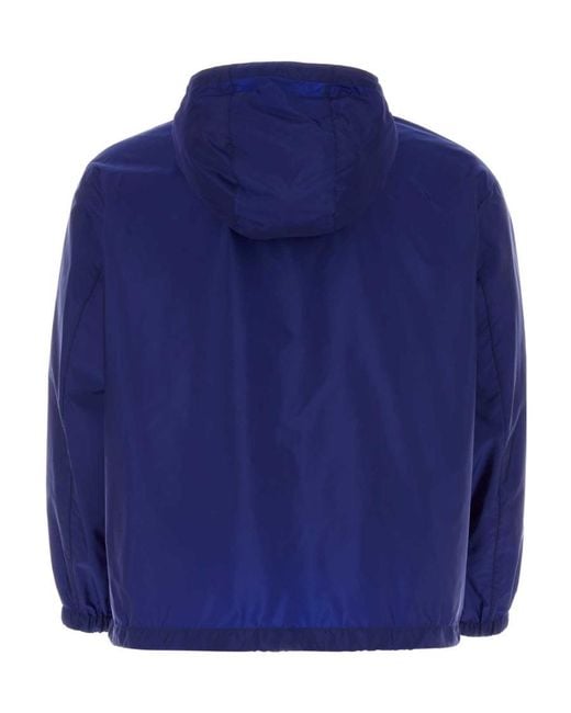 Prada Blue Recycled-Nylon Hooded Windbreaker for men