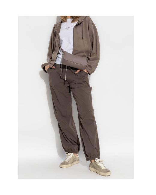 Emporio Armani Brown Asv Logo Embroidered Zip-Up Hoodie