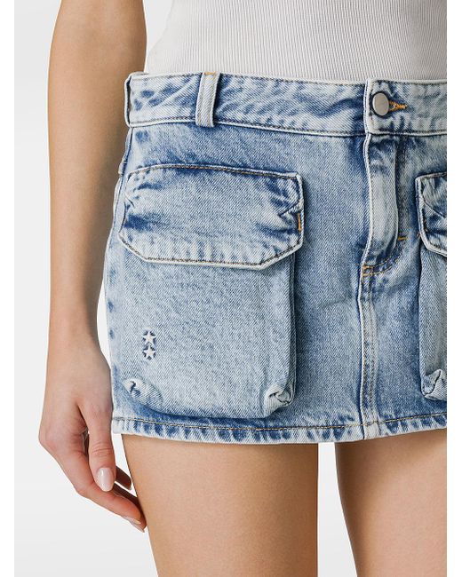 ICON DENIM Blue Gio Cargo Denim Mini Skirt