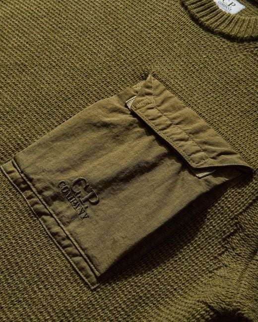 C P Company Green Crewneck Jumper for men