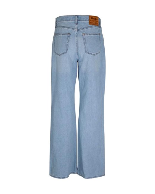 Polo Ralph Lauren Blue Wide-Leg Faded Denim Trousers