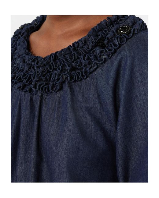 Max Mara Blue Pleated Denim Shirt