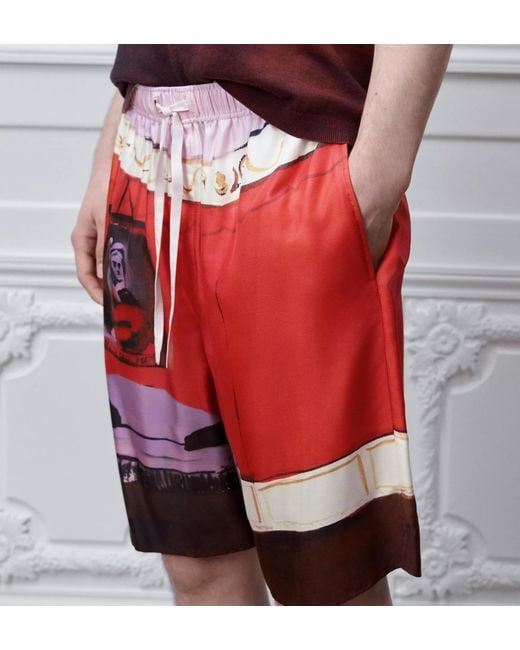 Dior Red Iviera Swim Shorts for men