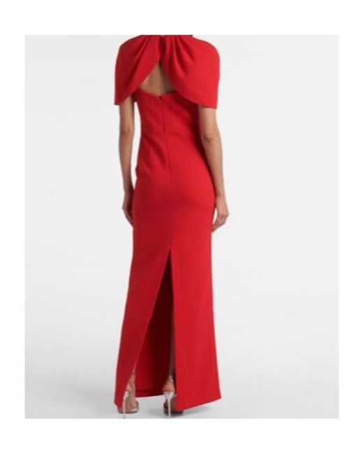 Rebecca Vallance Red Cameron Caped Crêpe Gown