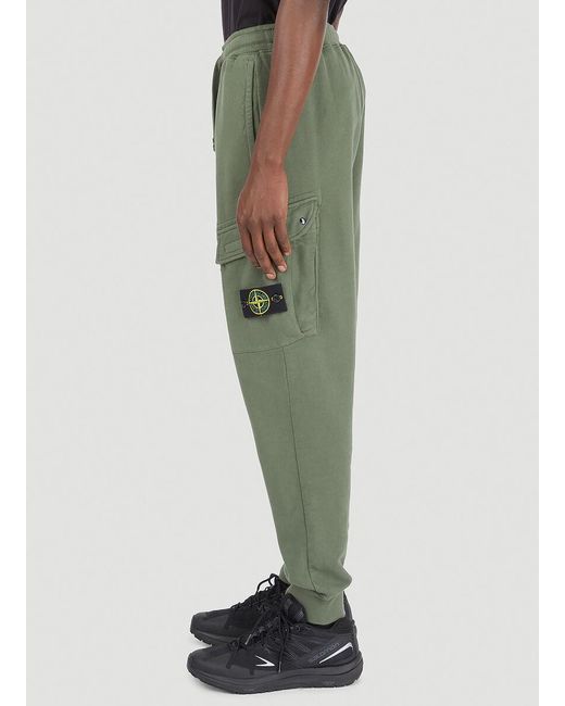 Stone Island Green Compass Badge Cargo Trousers for men