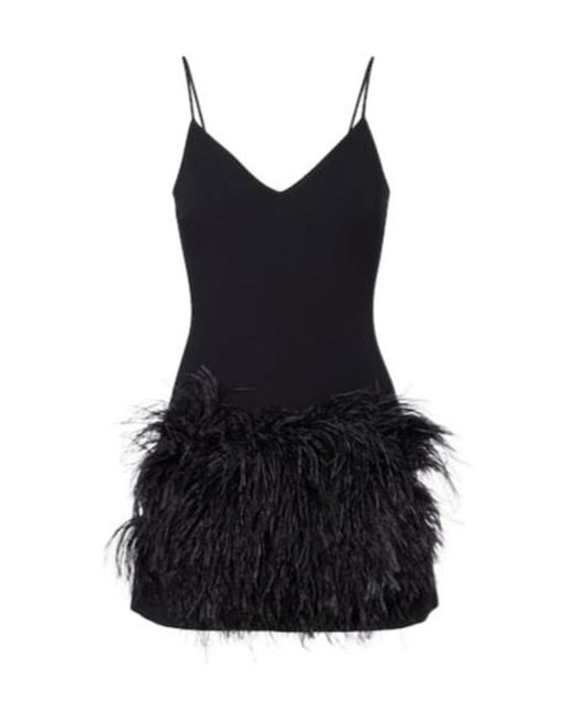 David Koma Black Feather-Trimmed Minidress