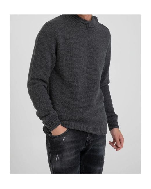 Dondup Black Stand Collar Wool Knitted Sweater for men