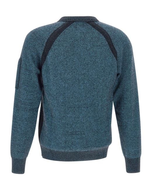 C P Company Blue Lens-Appliqué Crew Neck Knitwear for men