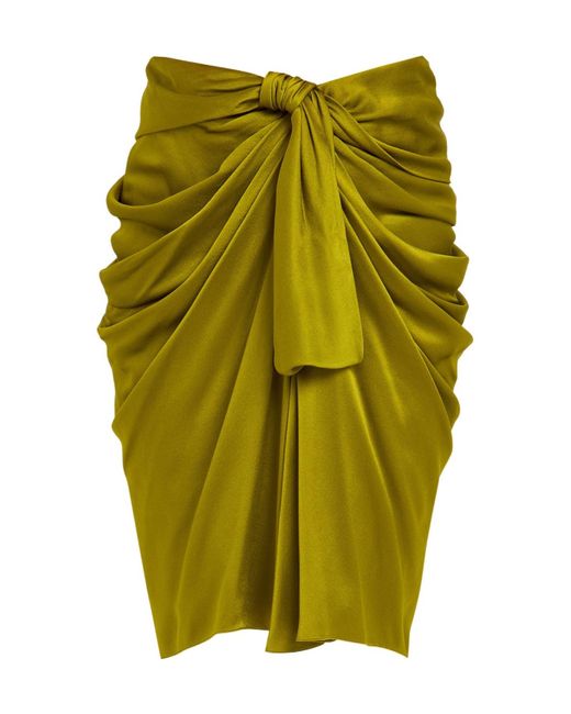 Chloé Green Draped Silk Knee-Length Skirt