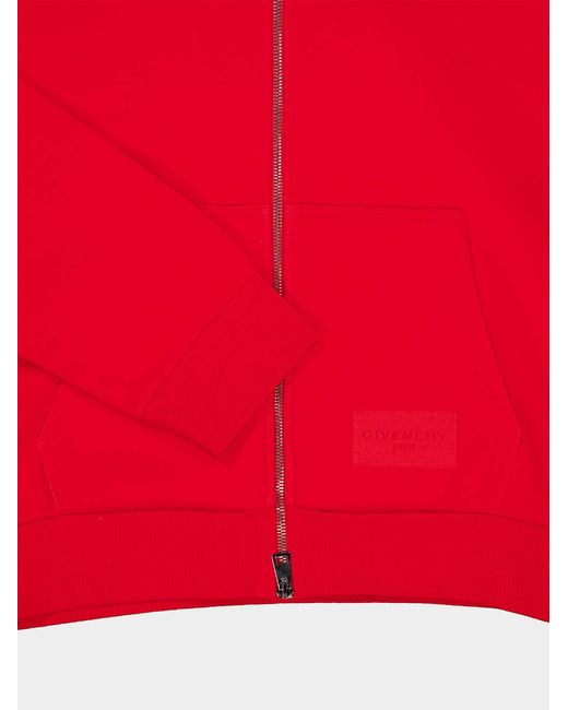 Givenchy Red And Couture Seam Zip Hooded Sweatshirt for men