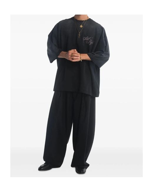 Willy Chavarria Black Crew Neck T-Shirt for men