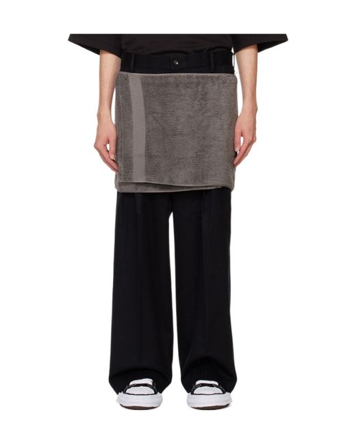 Doublet Black Onsen Towel Felted-Finish Trousers for men