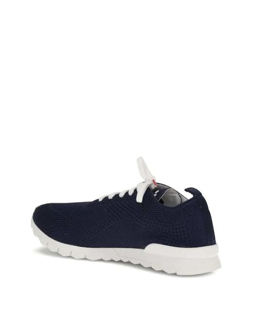 Kiton Blue Knit Upper Sneakers for men