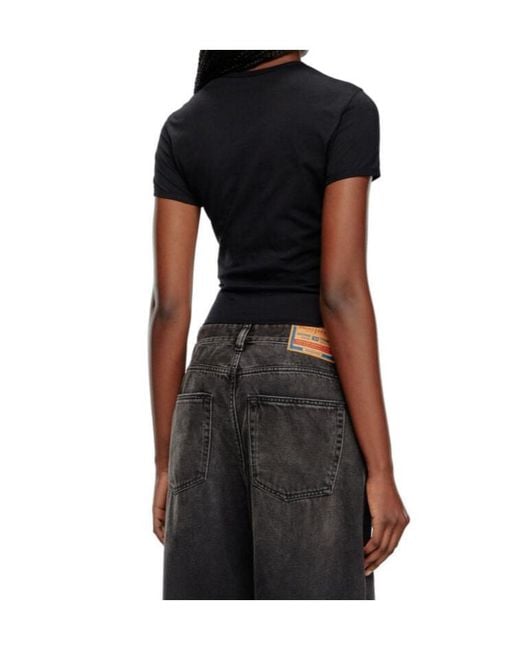 DIESEL Black T-Uncutie-Long-D Embroidered D Patch T-Shirt