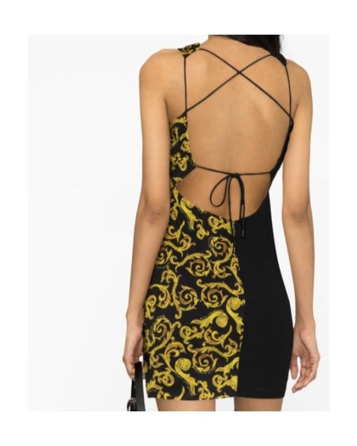 Versace Jeans Black Couture Sketch Couture-Printed V-Neck Mini Dress