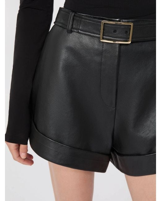 Sportmax Black Leather Shorts
