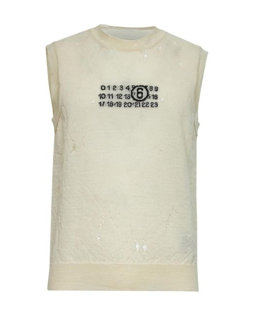 MM6 by Maison Margiela Gray Distressed Knitted Vest for men