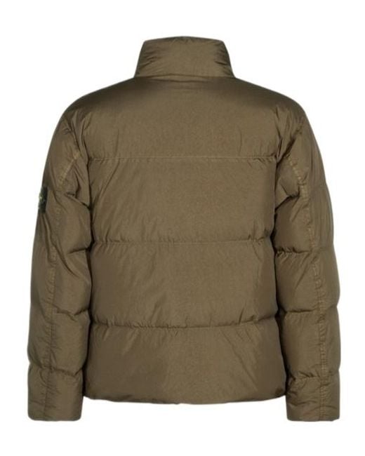 Stone Island Green Long-Sleeved Down Jacket for men