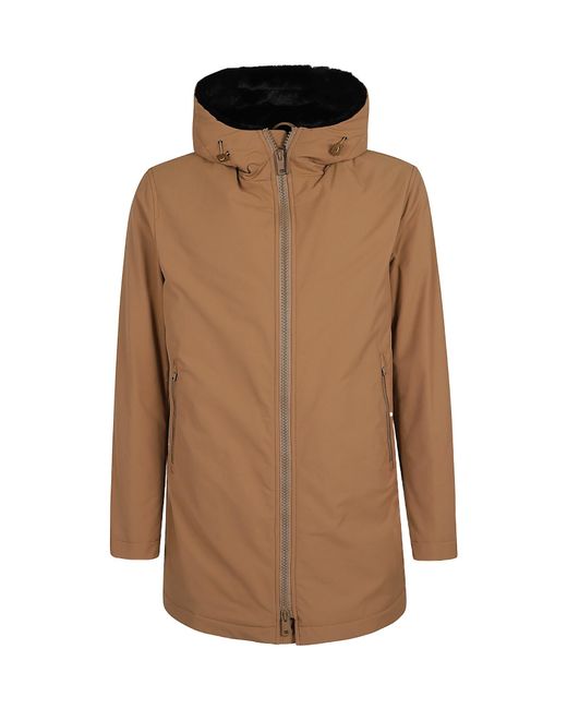 Herno Brown Keystone High-Neck Hooded Coat for men