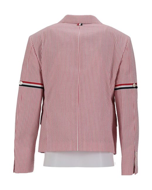 Thom Browne Pink Striped-Pattern Blazer