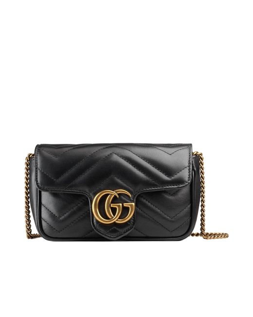 Gucci Black Gg Marmont Matelassé Super Mini Bag