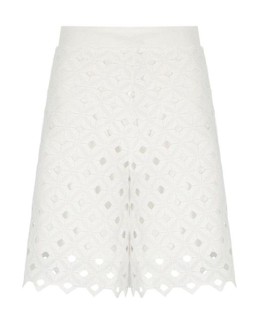 Max Mara White Cut-Out Detailed Shorts