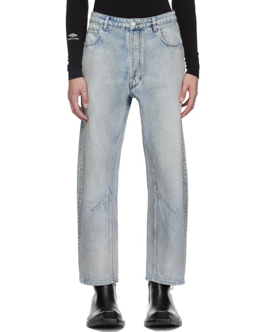 Balenciaga Gray Distressed Straight-Leg Jeans for men