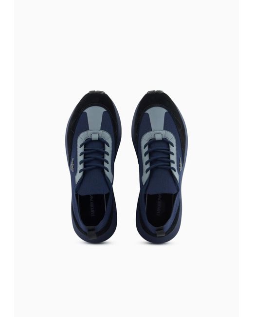 Emporio Armani Blue Lace Up Sneakers for men