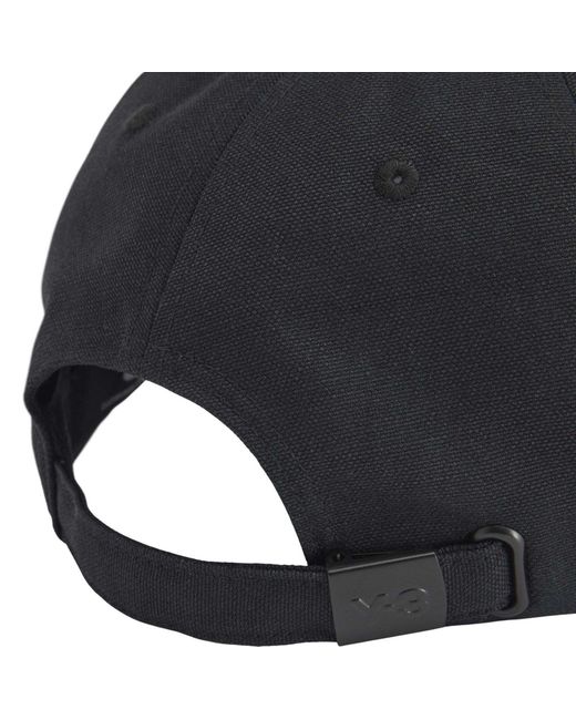 Y-3 Black Printed Logo Baseball Cap for men