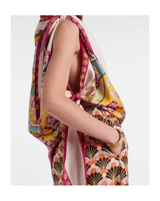 LaDoubleJ White Florette Placée Asymmetric Silk Twill Top